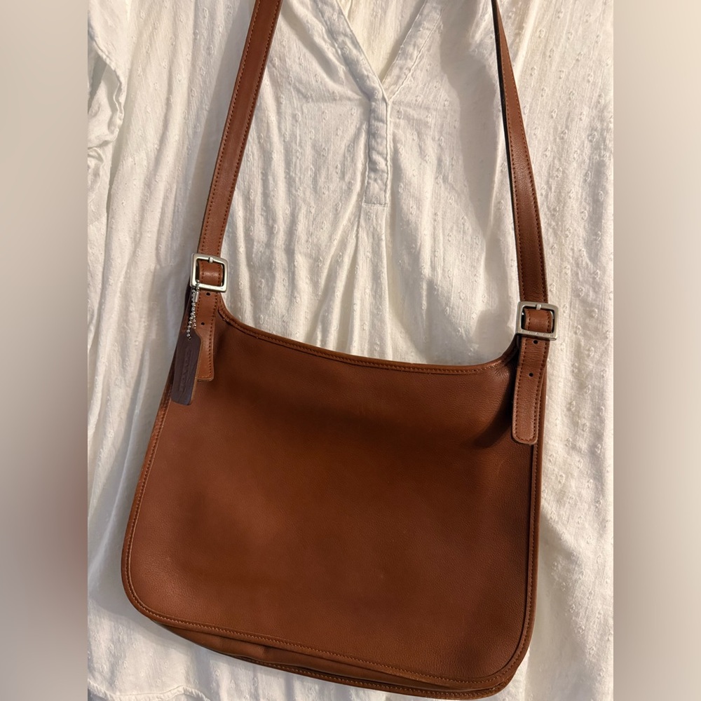 Vintage Coach Saddle Flap Crossbody Brown Leather Shoulder Bag Purse 9082